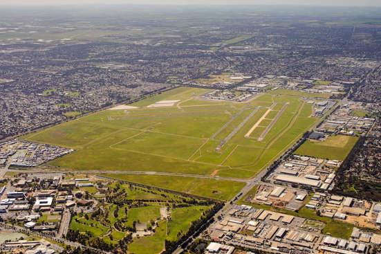Wide aerial shot of Parafield Airport