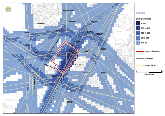 Map of Parafield Airport Departures