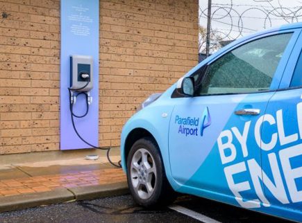Image of a Parafield Airport Electric car being charged 